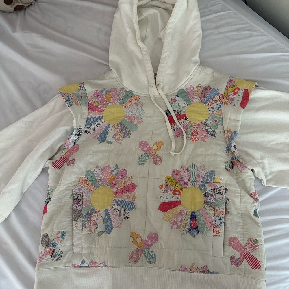 Sea New York Cream Hoodie with Floral Accents